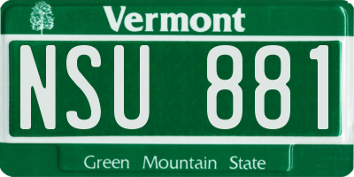 VT license plate NSU881