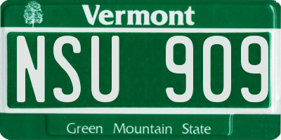 VT license plate NSU909