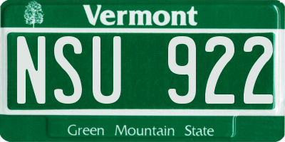 VT license plate NSU922