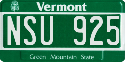 VT license plate NSU925