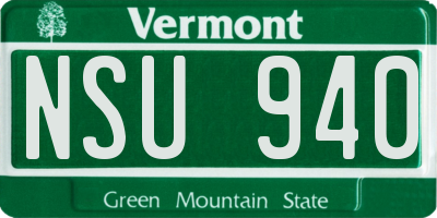 VT license plate NSU940
