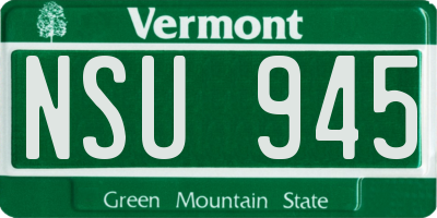 VT license plate NSU945