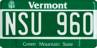 VT license plate NSU960