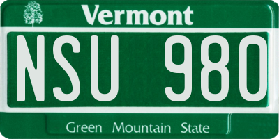 VT license plate NSU980