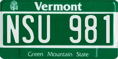 VT license plate NSU981
