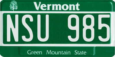 VT license plate NSU985