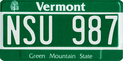 VT license plate NSU987