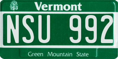 VT license plate NSU992