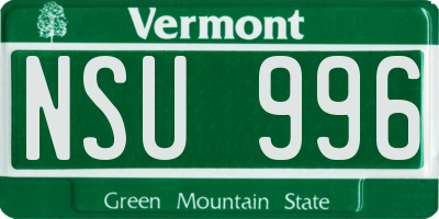 VT license plate NSU996