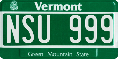 VT license plate NSU999