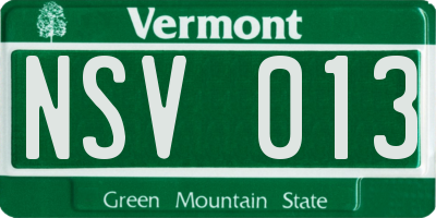 VT license plate NSV013