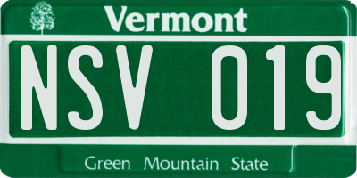 VT license plate NSV019