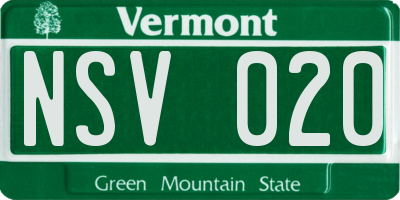 VT license plate NSV020