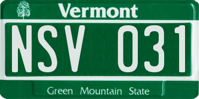 VT license plate NSV031