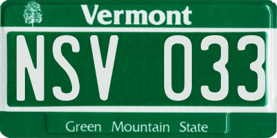 VT license plate NSV033