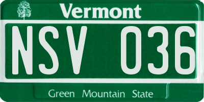 VT license plate NSV036