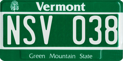 VT license plate NSV038