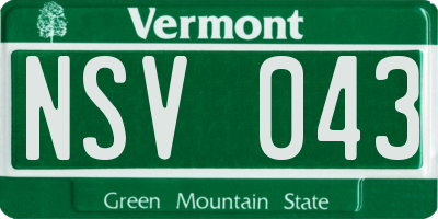 VT license plate NSV043