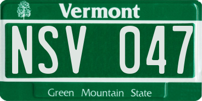 VT license plate NSV047