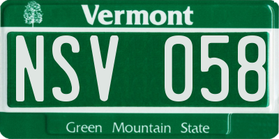 VT license plate NSV058