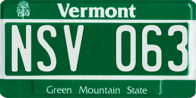 VT license plate NSV063