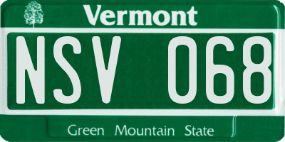 VT license plate NSV068