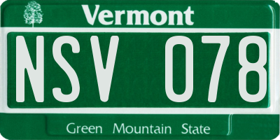 VT license plate NSV078