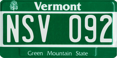 VT license plate NSV092