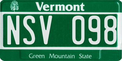 VT license plate NSV098