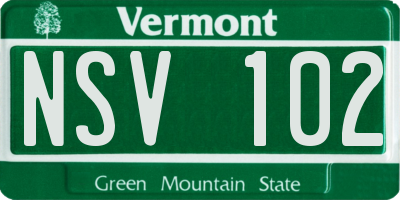 VT license plate NSV102