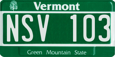 VT license plate NSV103