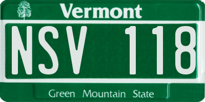 VT license plate NSV118