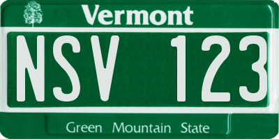 VT license plate NSV123