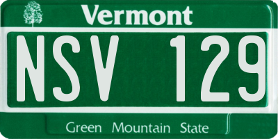 VT license plate NSV129