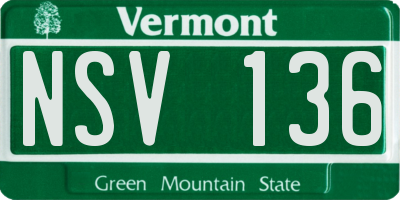VT license plate NSV136