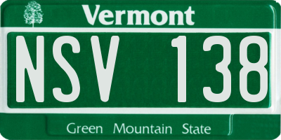 VT license plate NSV138