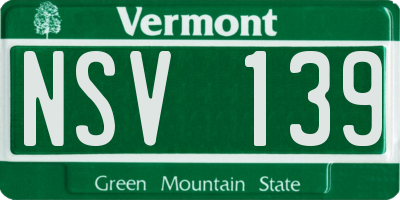 VT license plate NSV139