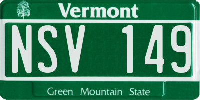 VT license plate NSV149