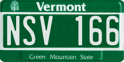 VT license plate NSV166