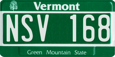 VT license plate NSV168