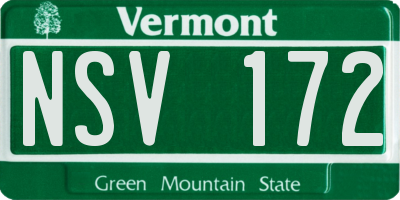 VT license plate NSV172
