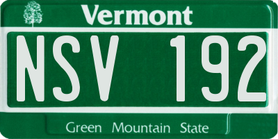 VT license plate NSV192
