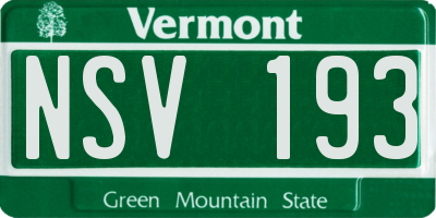 VT license plate NSV193