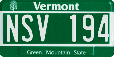 VT license plate NSV194