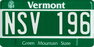 VT license plate NSV196