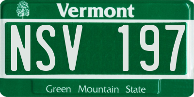 VT license plate NSV197