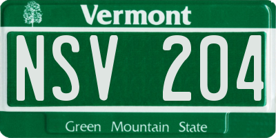 VT license plate NSV204