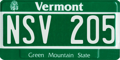 VT license plate NSV205
