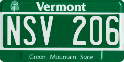 VT license plate NSV206