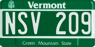 VT license plate NSV209